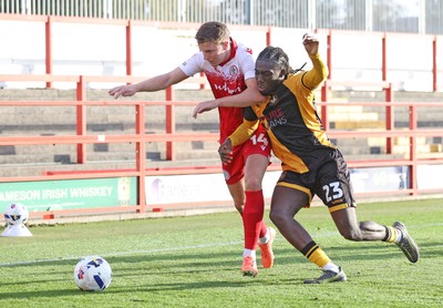 111025 - Accrington Stanley v Newport County - Sky Bet League 2 - Michael Reindorf of Newport and Ben Ward of Accrington