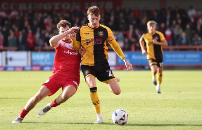 111025 - Accrington Stanley v Newport County - Sky Bet League 2 - Michael Spellman of Newport and Connor O'Brien of Accrington