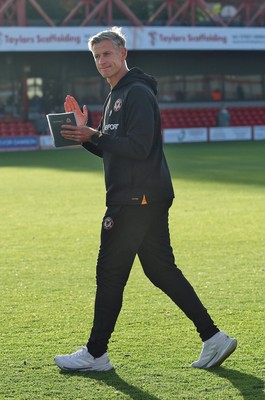 111025 - Accrington Stanley v Newport County - Sky Bet League 2 - Newport manager David Hughes leaves the pitch at the end of the match