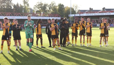111025 - Accrington Stanley v Newport County - Sky Bet League 2 - Team applaud the travelling fans