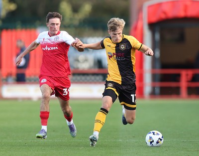 111025 - Accrington Stanley v Newport County - Sky Bet League 2 - Tom Davies of Newport and Josh Woods of Accrington