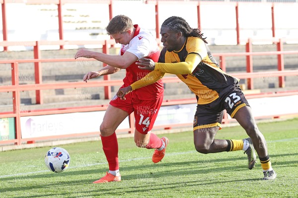 111025 - Accrington Stanley v Newport County - Sky Bet League 2 - Michael Reindorf of Newport and Ben Ward of Accrington