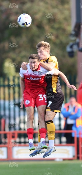 111025 - Accrington Stanley v Newport County - Sky Bet League 2 - Tom Davies of Newport and Josh Woods of Accrington