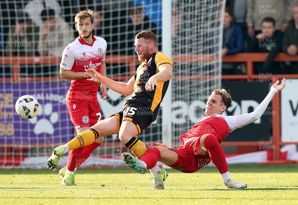 111025 - Accrington Stanley v Newport County - Sky Bet League 2 - Lee Jenkins of Newport and Alax Henderson of Accrington