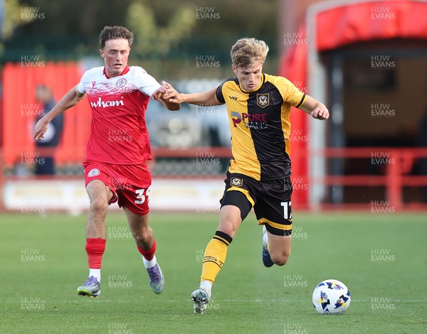 111025 - Accrington Stanley v Newport County - Sky Bet League 2 - Tom Davies of Newport and Josh Woods of Accrington