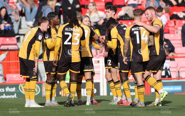 111025 - Accrington Stanley v Newport County - Sky Bet League 2 - Team celebrate goal