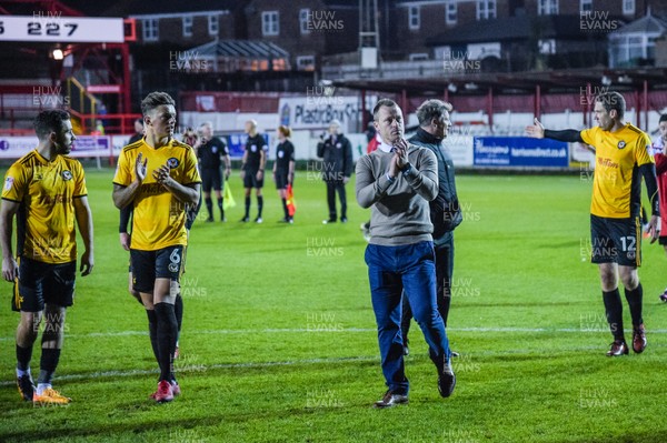 181117 - Accrington Stanley v Newport County - Sky Bet League 2 - Newport County manager Michael Flynn applauds the traveling fans after his sides 1-1 draw