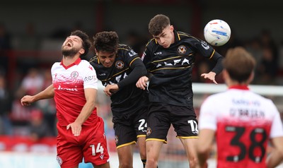 190926 - Accrington Stanley v Newport County - Sky Bet League 2 - Joe Thomas of Newport and Matt Dibley-Dias of Newport and Stefan Lois of Accrington