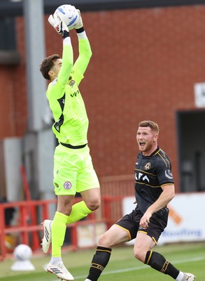 190926 - Accrington Stanley v Newport County - Sky Bet League 2 - Goalkeeper Louie Moulden of Accrington saves from Lee Jenkins of Newport in the 1st half