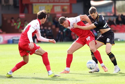 190926 - Accrington Stanley v Newport County - Sky Bet League 2 - Ciaran Brennan of Newport and Charlie Caton of Accrington