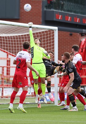 190926 - Accrington Stanley v Newport County - Sky Bet League 2 - Goalkeeper Louie Moulden of Accrington saves from a Newport corner