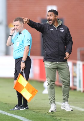 190926 - Accrington Stanley v Newport County - Sky Bet League 2 - Hayden Mullins manager of Newport County directs his players in the 2nd half
