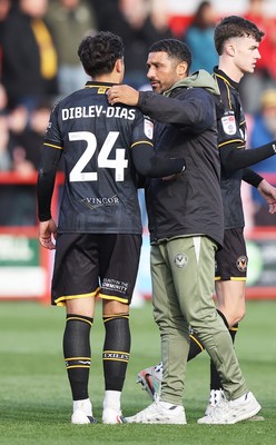190926 - Accrington Stanley v Newport County - Sky Bet League 2 - Hayden Mullins manager of Newport County with Matt Dibley-Dias of Newport at the end of the match