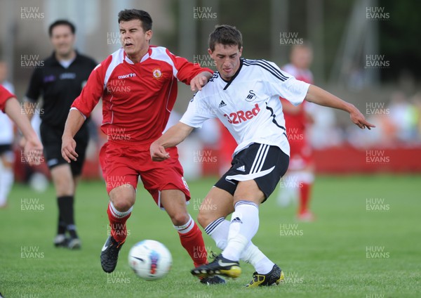 23.07.11 - Afan Lido v Swansea City - Preseason Friendly - Joe Walsh of Swansea City tries a shot at goal. 