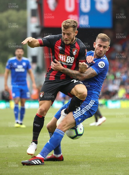 110818 - AFC Bournemouth v Cardiff City, Premier League - Joe Ralls of Cardiff City and Ryan Fraser of Bournemouth compete for the ball