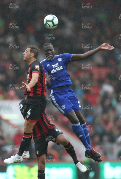 110818 - AFC Bournemouth v Cardiff City, Premier League - Sol Bamba of Cardiff City and Dan Gosling of Bournemouth compete for the ball