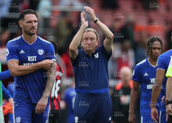 110818 - AFC Bournemouth v Cardiff City, Premier League - Cardiff City manager Neil Warnock applauds the Cardiff fans at the end of the match