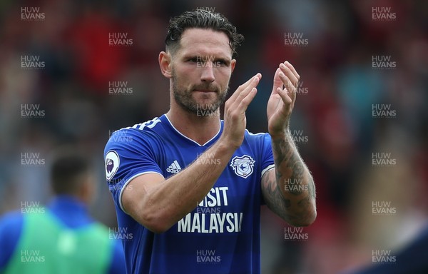 110818 - AFC Bournemouth v Cardiff City, Premier League - Sean Morrison of Cardiff City applauds the Cardiff fans at the end of the match