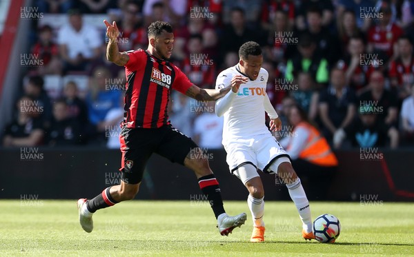 050518 - AFC Bournemouth v Swansea City - Premier League - Martin Olsson of Swansea is tackled by Joshua King of Bournemouth