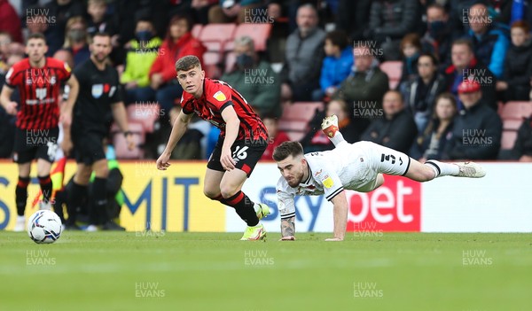 061121 - AFC Bournemouth v Swansea City, Sky Bet Championship - Ryan Manning of Swansea City is tackled by Gavin Kilkenny of Bournemouth