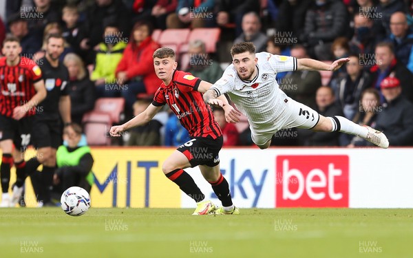 061121 - AFC Bournemouth v Swansea City, Sky Bet Championship - Ryan Manning of Swansea City is tackled by Gavin Kilkenny of Bournemouth