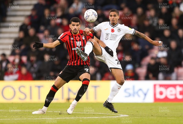 061121 - AFC Bournemouth v Swansea City, Sky Bet Championship - Kyle Naughton of Swansea City wins the ball from Dominic Solanke of Bournemouth