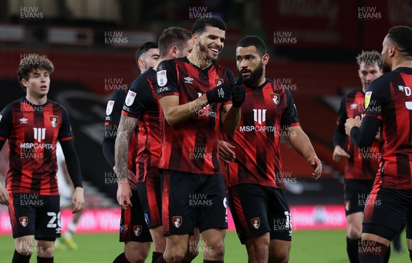 160321 - AFC Bournemouth v Swansea City - SkyBet Championship - Dominic Solanke of Bournemouth celebrates scoring their second goal with team mates