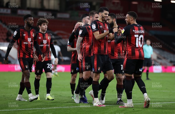 160321 - AFC Bournemouth v Swansea City - SkyBet Championship - Dominic Solanke of Bournemouth celebrates scoring their second goal with team mates