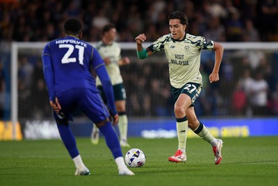 190825 - AFC Wimbledon v Cardiff City - Sky Bet League 1 - Joel Colwill of Cardiff City
