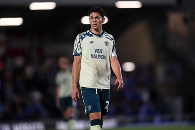 190825 - AFC Wimbledon v Cardiff City - Sky Bet League 1 - Yousef Salech of Cardiff City