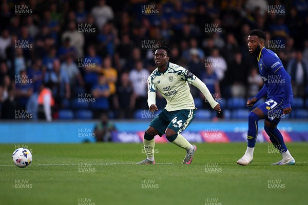 190825 - AFC Wimbledon v Cardiff City - Sky Bet League 1 - Ronan Kpakio of Cardiff City