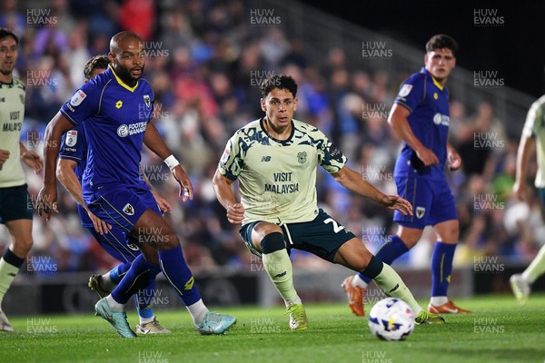 190825 - AFC Wimbledon v Cardiff City - Sky Bet League 1 - Yousef Salech of Cardiff City
