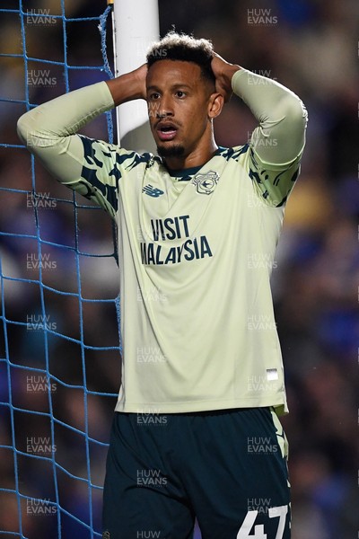 190825 - AFC Wimbledon v Cardiff City - Sky Bet League 1 - Callum Robinson of Cardiff City misses from close range