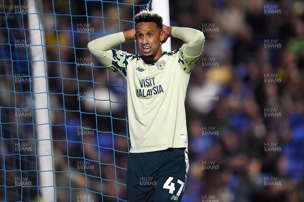 190825 - AFC Wimbledon v Cardiff City - Sky Bet League 1 - Callum Robinson of Cardiff City misses from close range