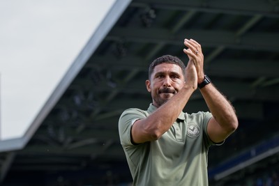 080826 - AFC Wimbledon v Newport County - Carabao Cup First Round - Hayden Mullins manager of Newport County after the match