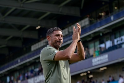 080826 - AFC Wimbledon v Newport County - Carabao Cup First Round - Hayden Mullins manager of Newport County after the match