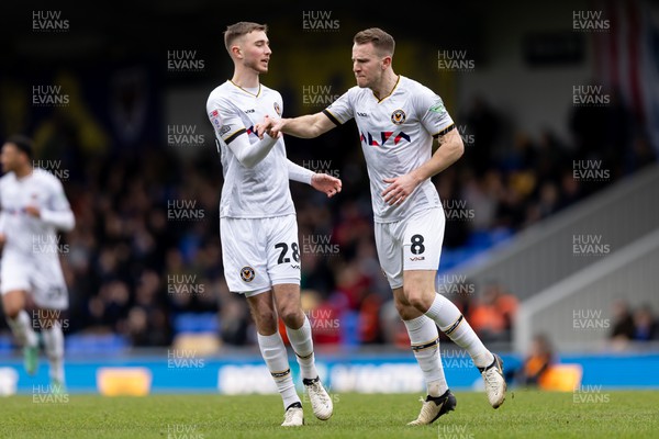 160324 - AFC Wimbledon v Newport County - Sky Bet League 2 - Bryn Morris of Newport County AFC celebrates with his teammate Matthew Baker of Newport County AFC after scoring his side�s first goal