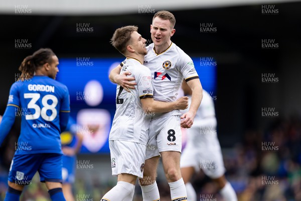 160324 - AFC Wimbledon v Newport County - Sky Bet League 2 - Bryn Morris of Newport County AFC celebrates with his teammate Lewis Payne of Newport County AFC after scoring his side�s first goal