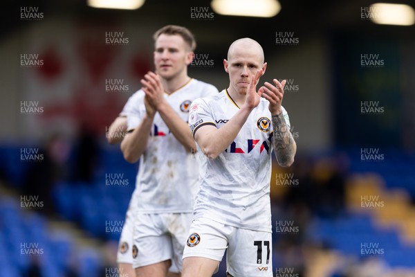 160324 - AFC Wimbledon v Newport County - Sky Bet League 2 - James Waite of Newport County AFC applauds the fans after their sides victory