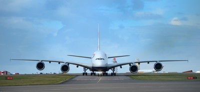 Airbus A380 Lands at Cardiff Airport 290713