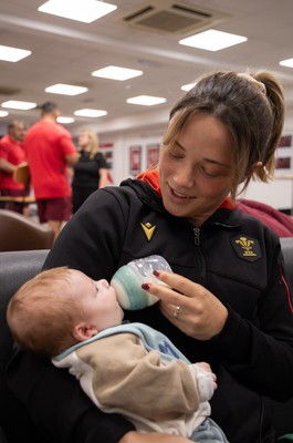 LIBRARY PIC taken 120126 - Jasmine Joyce and Alisha Joyce with baby Ralphie as they attend a Wales Women rugby session at the NCE