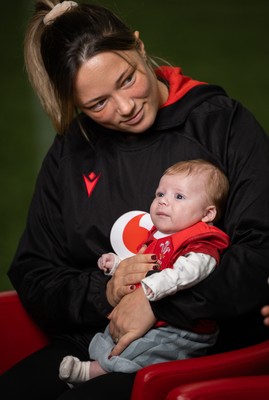 LIBRARY PIC taken 120126 - Jasmine Joyce and Alisha Joyce with baby Ralphie as they attend a Wales Women rugby session at the NCE