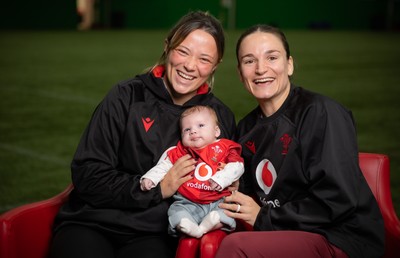LIBRARY PIC taken 120126 - Jasmine Joyce and Alisha Joyce with baby Ralphie as they attend a Wales Women rugby session at the NCE