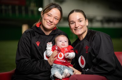 LIBRARY PIC taken 120126 - Jasmine Joyce and Alisha Joyce with baby Ralphie as they attend a Wales Women rugby session at the NCE