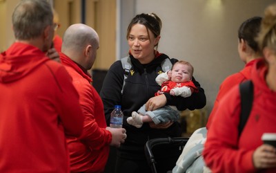 LIBRARY PIC taken 120126 - Jasmine Joyce and Alisha Joyce with baby Ralphie as they attend a Wales Women rugby session at the NCE