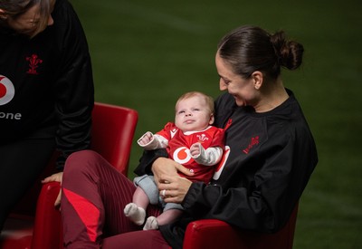LIBRARY PIC taken 120126 - Jasmine Joyce and Alisha Joyce with baby Ralphie as they attend a Wales Women rugby session at the NCE