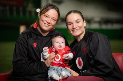LIBRARY PIC taken 120126 - Jasmine Joyce and Alisha Joyce with baby Ralphie as they attend a Wales Women rugby session at the NCE