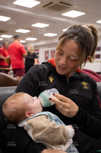 LIBRARY PIC taken 120126 - Jasmine Joyce and Alisha Joyce with baby Ralphie as they attend a Wales Women rugby session at the NCE