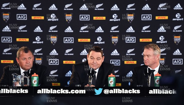 080617 - New Zealand All Blacks Squad Announcement - All Blacks coach Steve Hansen and assistant Ian Foster and selector Grant Fox