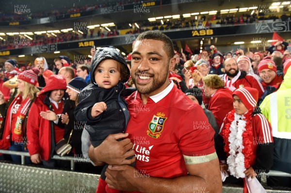 080717 - All Blacks v British & Irish Lions - Third Test - Taulupe Faletau of British & Irish Lions with his son Israel at the end of the game